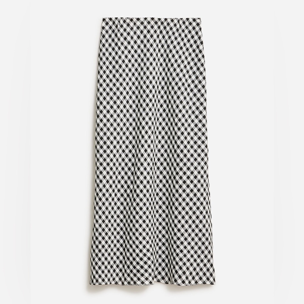 J Crew Gwyneth Slip Skirt In Gramercy Gingham Linen Skirt